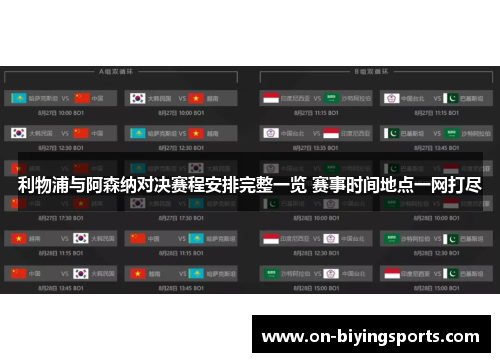 利物浦与阿森纳对决赛程安排完整一览 赛事时间地点一网打尽 利物浦与阿森纳对决赛程安排完整一览 赛事时间地点一网打尽